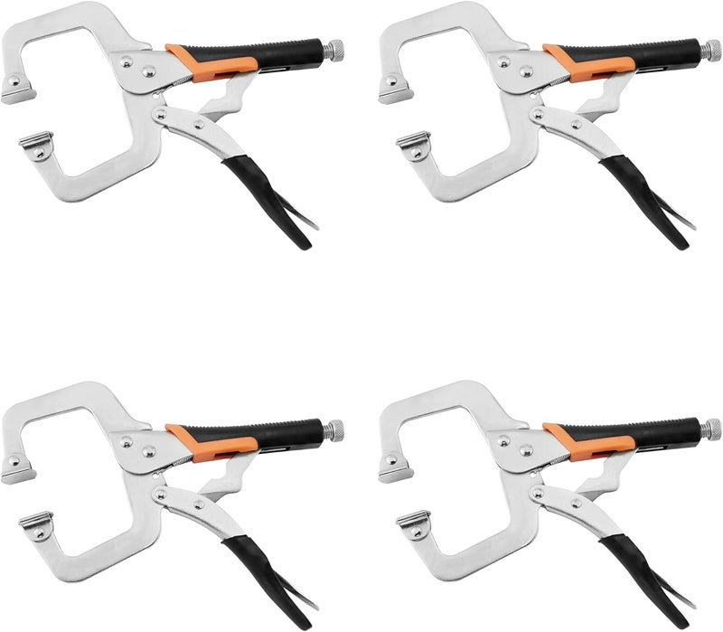 SOLUDE 11-Inch C-Clamp Locking Pliers,Heavy Duty Vise Grip Welding Clamp With Swivel Pads for Woodworking,Home,Metalworking,Auto Repair(4 Pack) - Image 1
